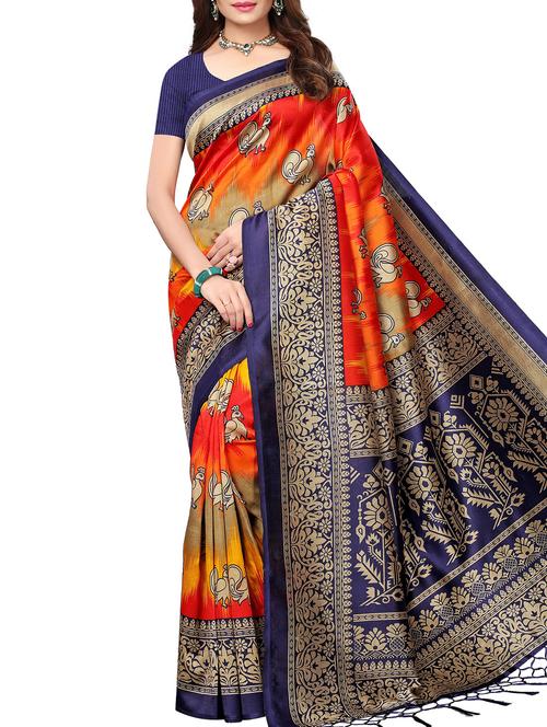 bird motif printed saree - 15940007 - Very Small Image - 1