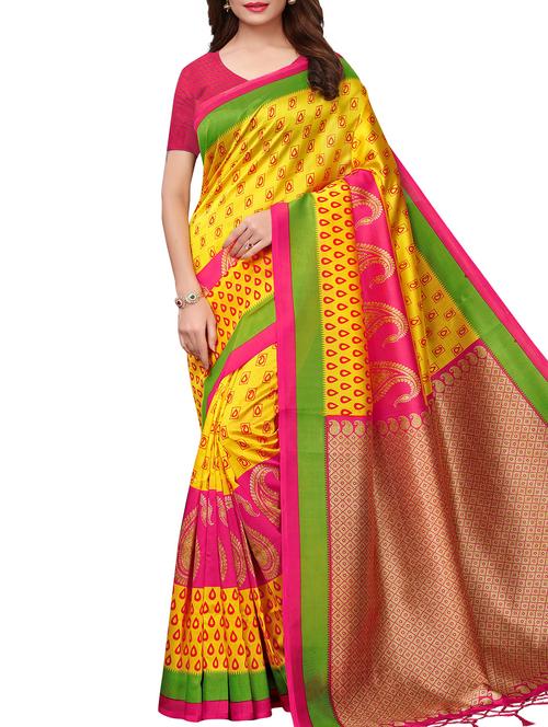 ethnic motif printed saree - 15940026 - Very Small Image - 1