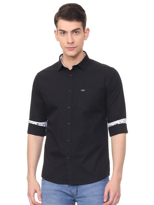 black solid casual shirt - 15940390 - Very Small Image - 1