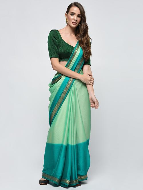 zari border ombre saree with blouse - 15940666 - Very Small Image - 1