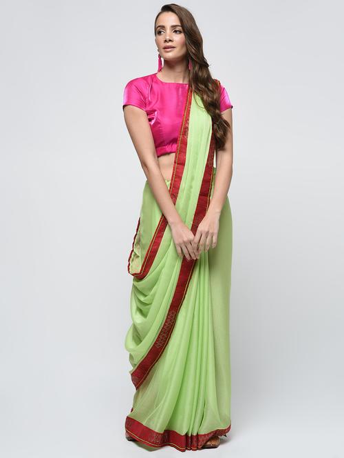 embellished lace border saree with blouse - 15940671 - Very Small Image - 1