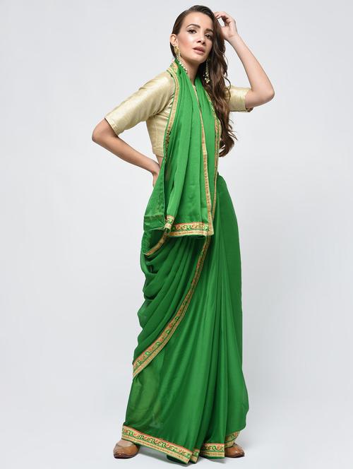 floral embroidered border saree with blouse - 15940674 - Very Small Image - 1