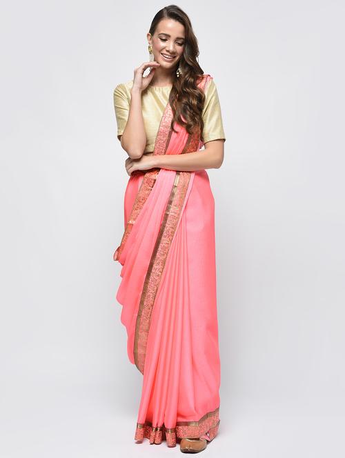 zari lace border saree with blouse - 15940680 - Very Small Image - 1