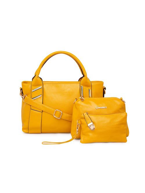 yellow leatherette (pu) handbag - 15940903 - Very Small Image - 1