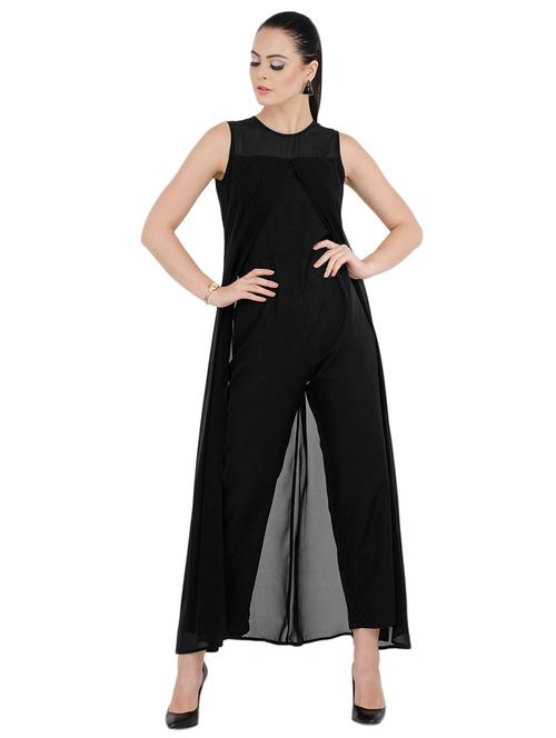front slit overlay full length jumpsuit - 15941047 - Very Small Image - 1