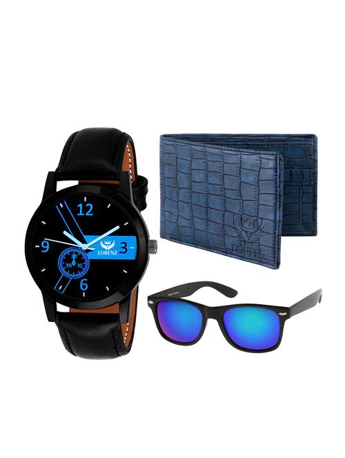 lorenz cm-1014mr-wl-06 combo of analog watch, wallet and sunglasses - 15941170 - Very Small Image - 1