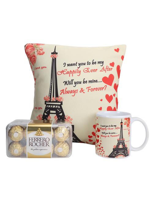 one 12x12 inch always & forever cushion and mug, 16 pieces of ferrero rocher chocolate box. - 15941831 - Very Small Image - 1