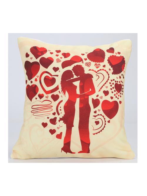 one red coloured couple cushion. - 15941887 - Very Small Image - 1