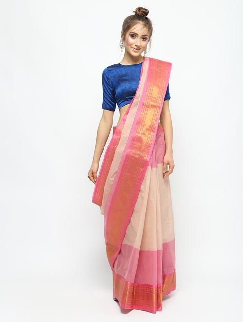 checkered tant saree - 15942024 - Very Small Image - 1