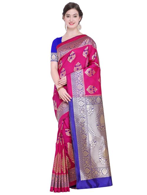 floral zari motif magenta kanjivaram saree - 15942387 - Very Small Image - 1
