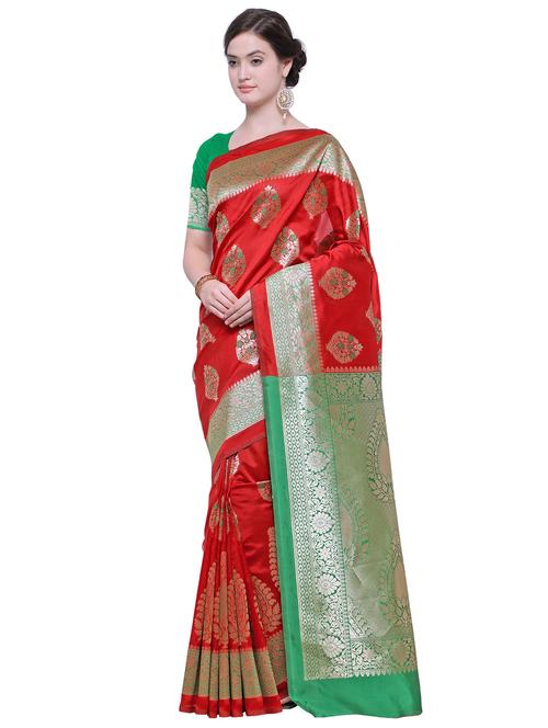 floral zari motif red kanjivaram saree - 15942389 - Very Small Image - 1