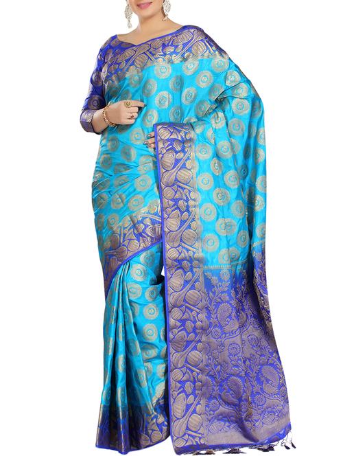 ethnic motif woven saree with blouse - 15942820 - Very Small Image - 1