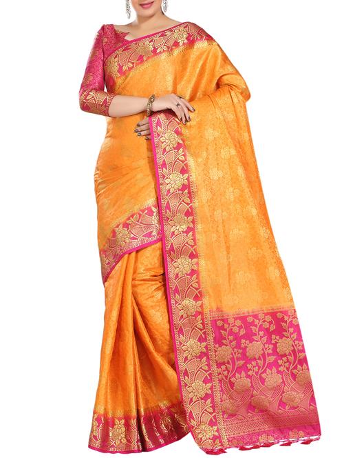 floral woven saree with blouse - 15942840 - Very Small Image - 1