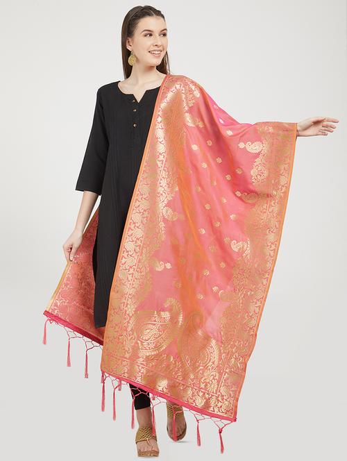 silk blend banarasi dupatta - 15942975 - Very Small Image - 1