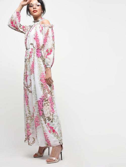 cold shoulder floral maxi dress - 15943838 - Very Small Image - 1
