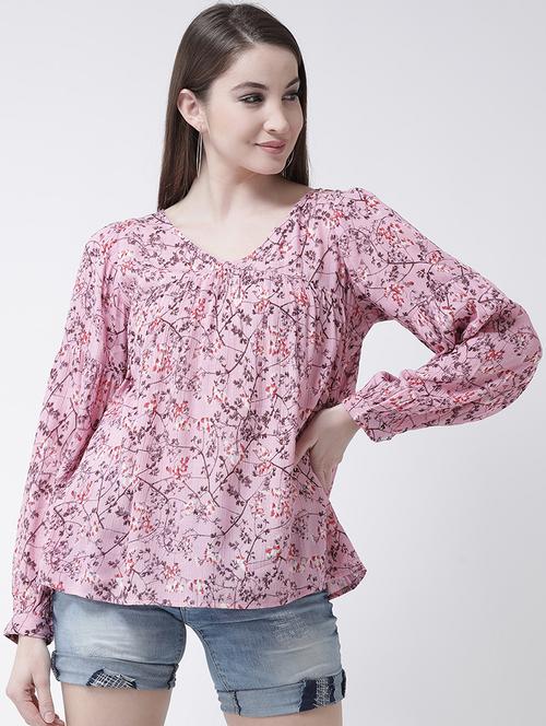 floral gathered long sleeved top - 15944608 - Very Small Image - 1