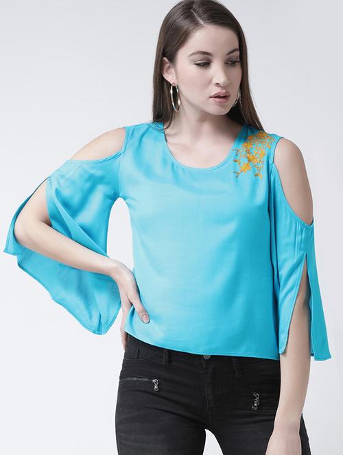 cold shoulder embroidered top - 15944612 - Very Small Image - 1