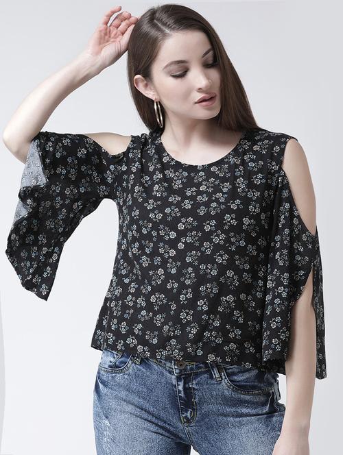 cold shoulder floral top - 15944613 - Very Small Image - 1