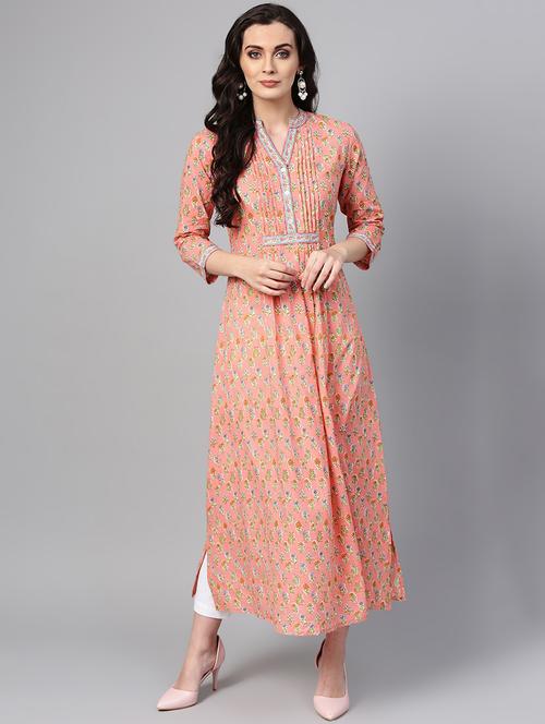 pintucks printed a-line kurta - 15945301 - Very Small Image - 1
