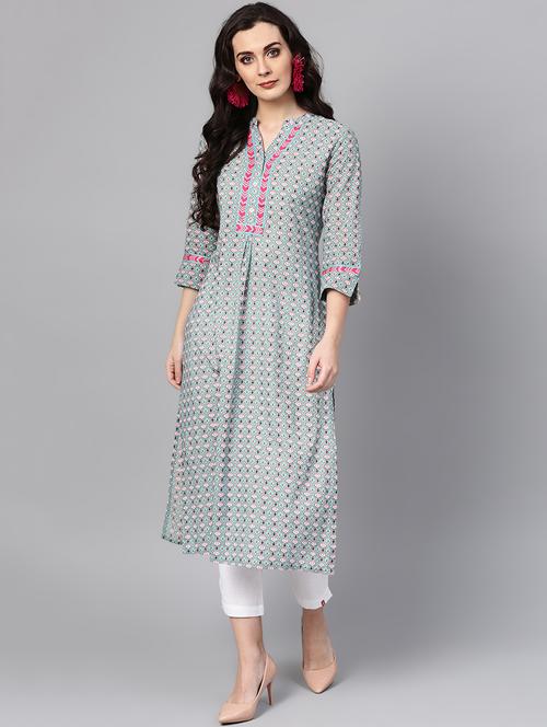 printed straight kurta - 15945303 - Very Small Image - 1