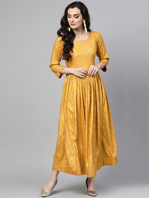 foil print fit & flare dress - 15945315 - Very Small Image - 1