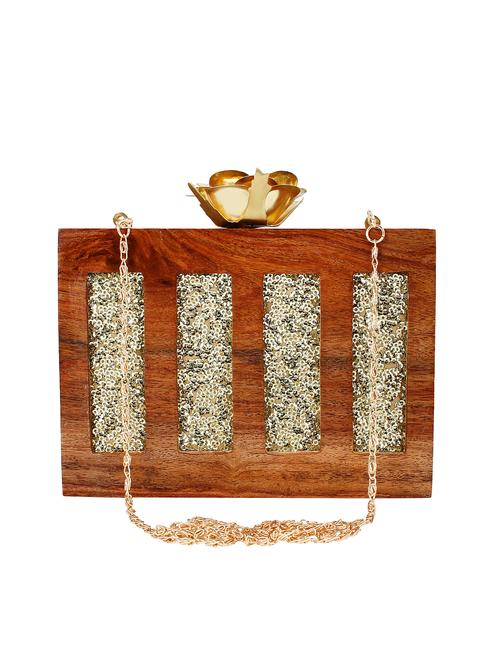 brown wood box clutch - 15945479 - Very Small Image - 1