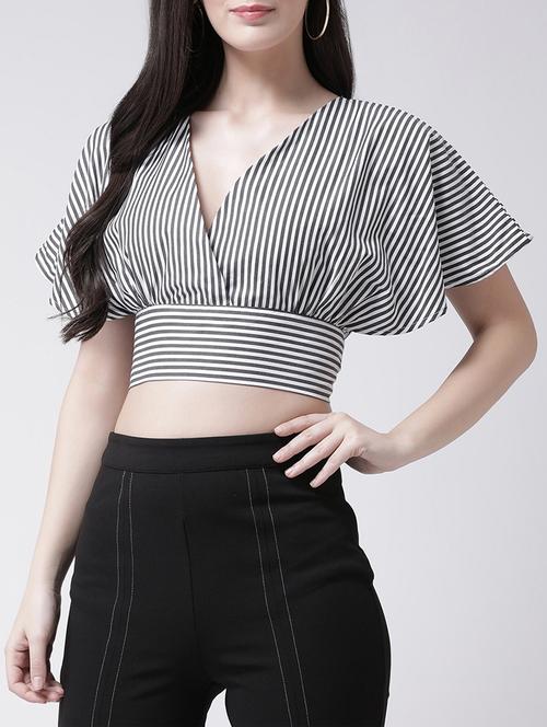 tie back striped crop top - 15945485 - Very Small Image - 1