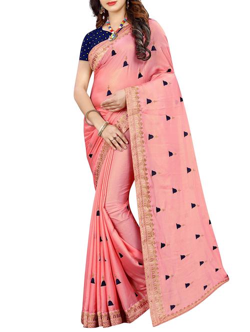 conversational pink embroidered saree with blouse - 15945606 - Very Small Image - 1