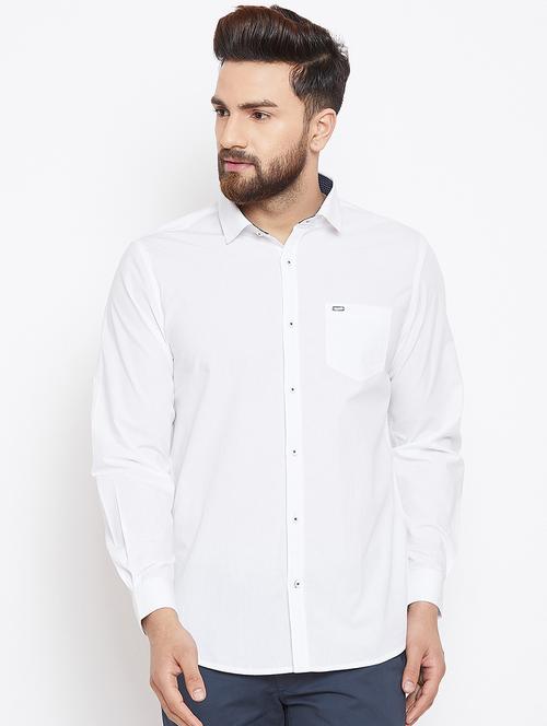 white solid casual shirt - 15945654 - Very Small Image - 1