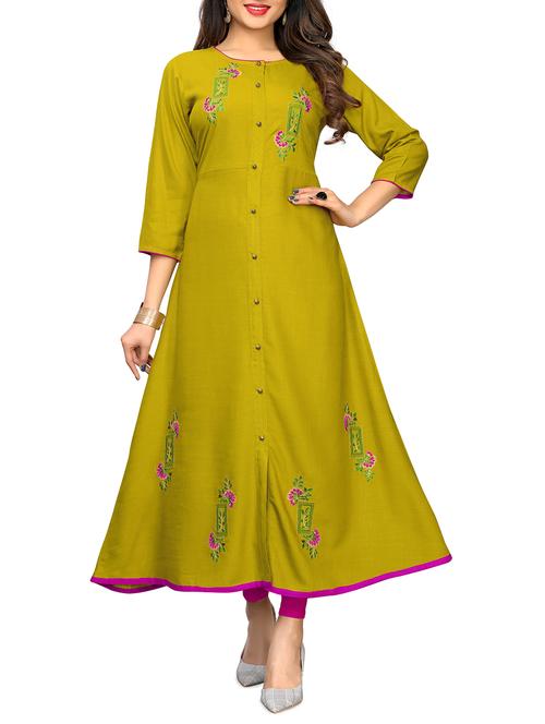 embroidered a-line kurta - 15946187 - Very Small Image - 1