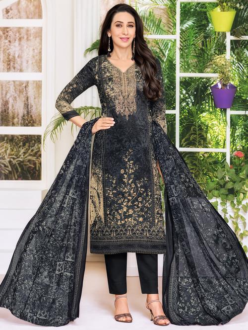 embroidered unstitched pant suit - 15946327 - Very Small Image - 1