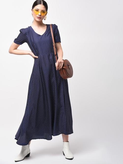 polka dots flared maxi dress - 15946333 - Very Small Image - 1