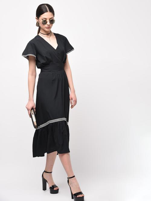 contrast laced gathered high low dress - 15946349 - Very Small Image - 1