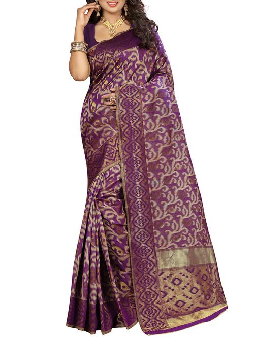 paisley zari motif purple kanjivaram saree with blouse - 15946392 - Very Small Image - 1