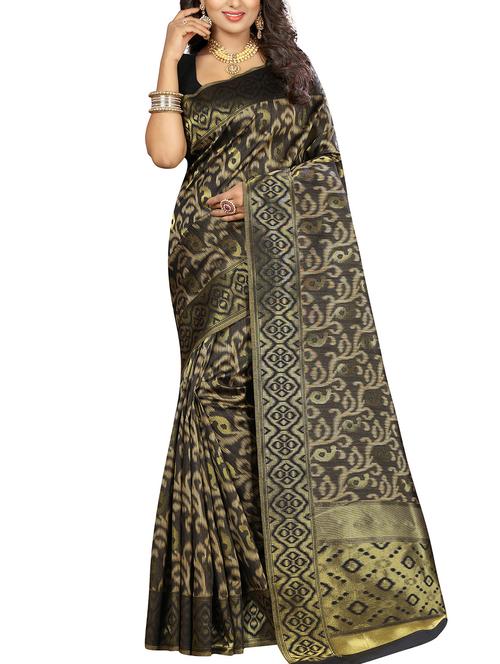 paisley zari motif black kanjivaram saree with blouse - 15946394 - Very Small Image - 1