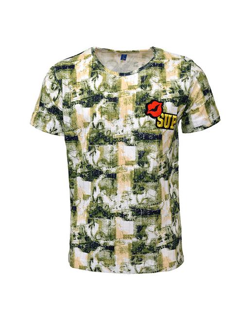 round neck quirky patched t-shirt - 15946879 - Very Small Image - 1