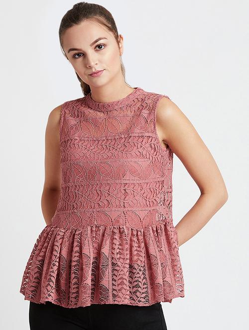 floral mesh sleeveless gathered top - 15947056 - Very Small Image - 1