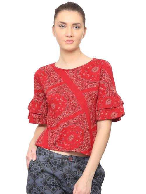 crew neck bell sleeved top - 15948435 - Very Small Image - 1