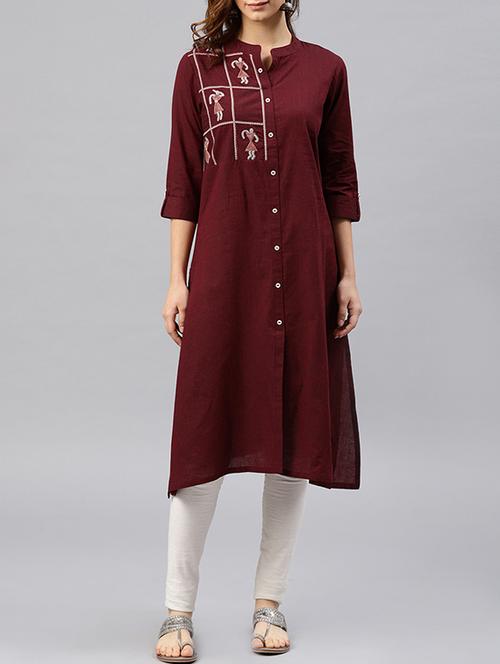straight embroidered kurta - 15950068 - Very Small Image - 1