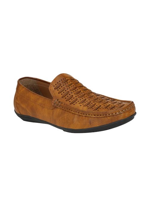 tan leatherette slip on loafers - 15950117 - Very Small Image - 1