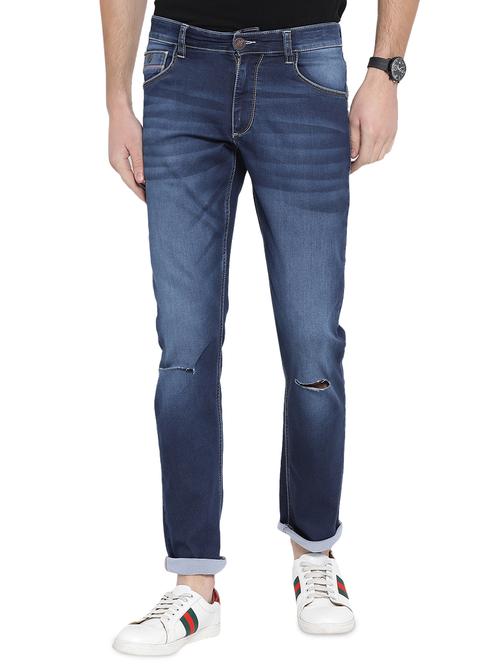 blue cotton slash knee jeans - 15950520 - Very Small Image - 1