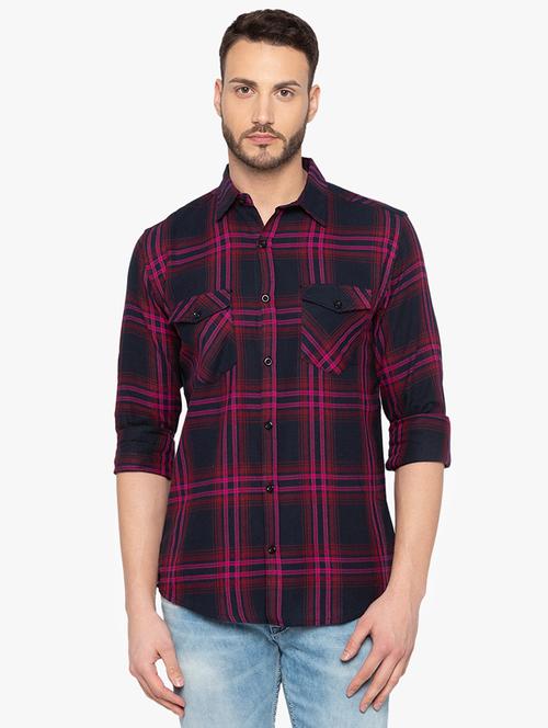 blue checkered casual shirt - 15951378 - Very Small Image - 1