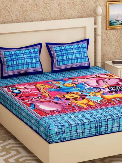 cotton ethnic printed double bed sheet with 2 pillow covers - 15951484 - Very Small Image - 1