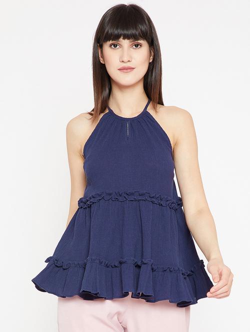 criss cross back frill detail top - 15951639 - Very Small Image - 1
