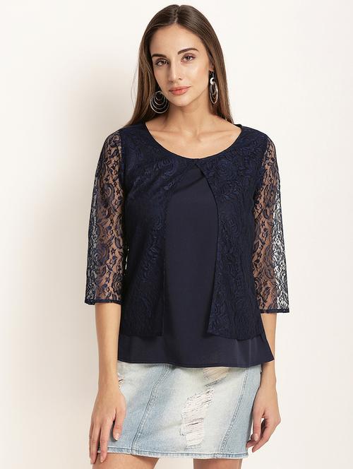 floral lace layered top - 15951649 - Very Small Image - 1