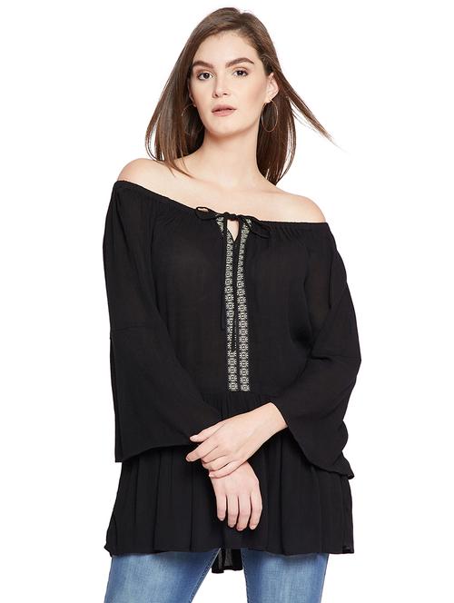 jacquard lace off shoulder top - 15951651 - Very Small Image - 1
