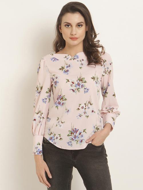 curved hem floral top - 15951688 - Very Small Image - 1