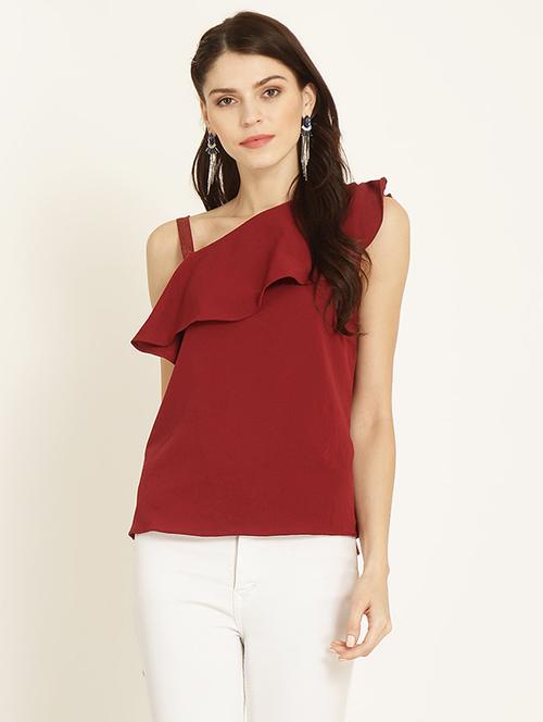 one shoulder ruffle layer top - 15951786 - Very Small Image - 1