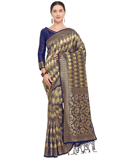 self design kanjivaram saree with blouse - 15951849 - Very Small Image - 1