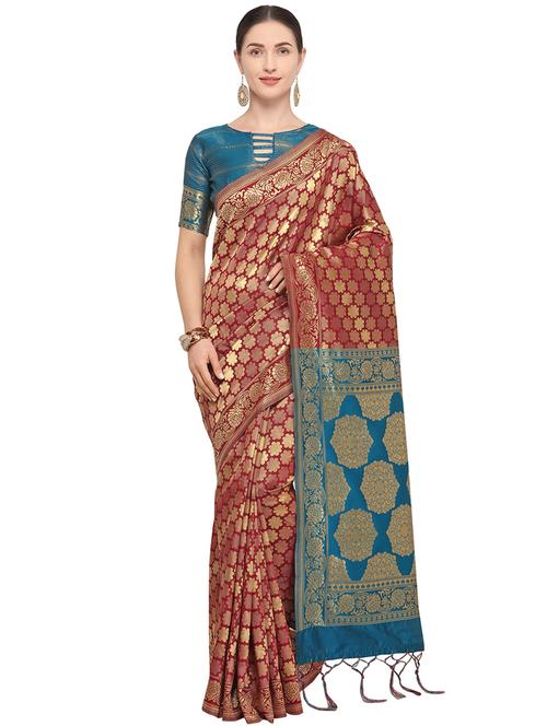 self design kanjivaram saree with blouse - 15951857 - Very Small Image - 1